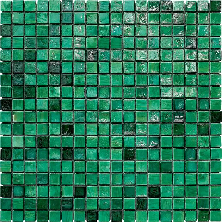 Mosaïque de verre, reflets émeraude